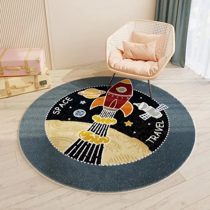 Adorable Round Cartoon Rugs – Cute Cat, Solar System & Rainbow Designs - MyTuftedRugs.com