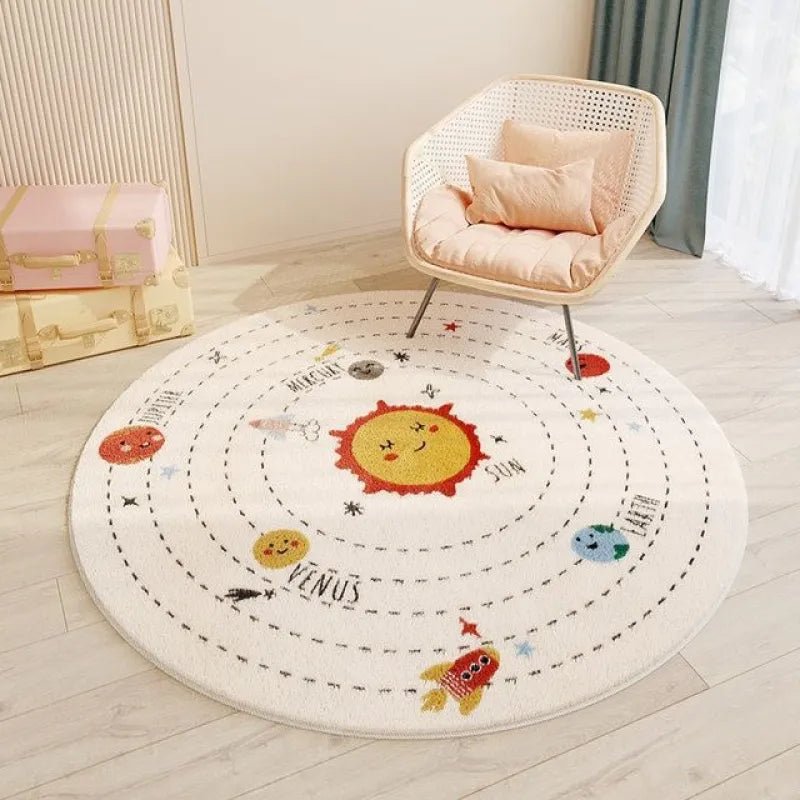 Adorable Round Cartoon Rugs – Cute Cat, Solar System & Rainbow Designs - MyTuftedRugs.com