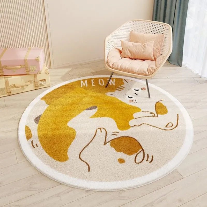 Adorable Round Cartoon Rugs – Cute Cat, Solar System & Rainbow Designs - MyTuftedRugs.com