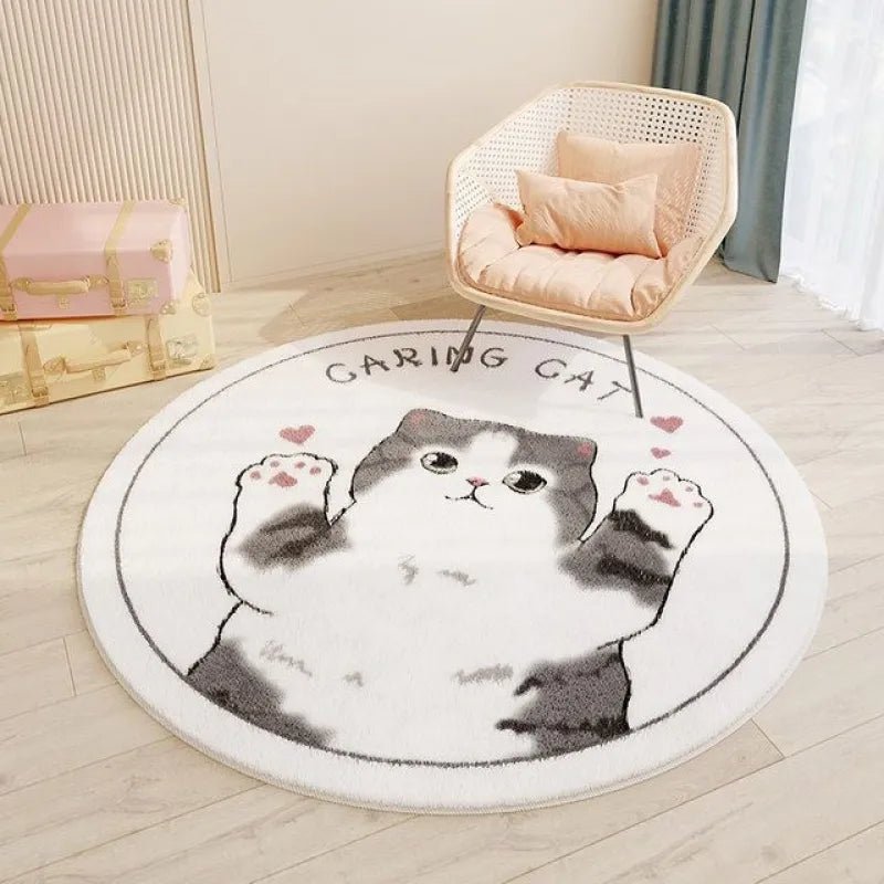 Adorable Round Cartoon Rugs – Cute Cat, Solar System & Rainbow Designs - MyTuftedRugs.com