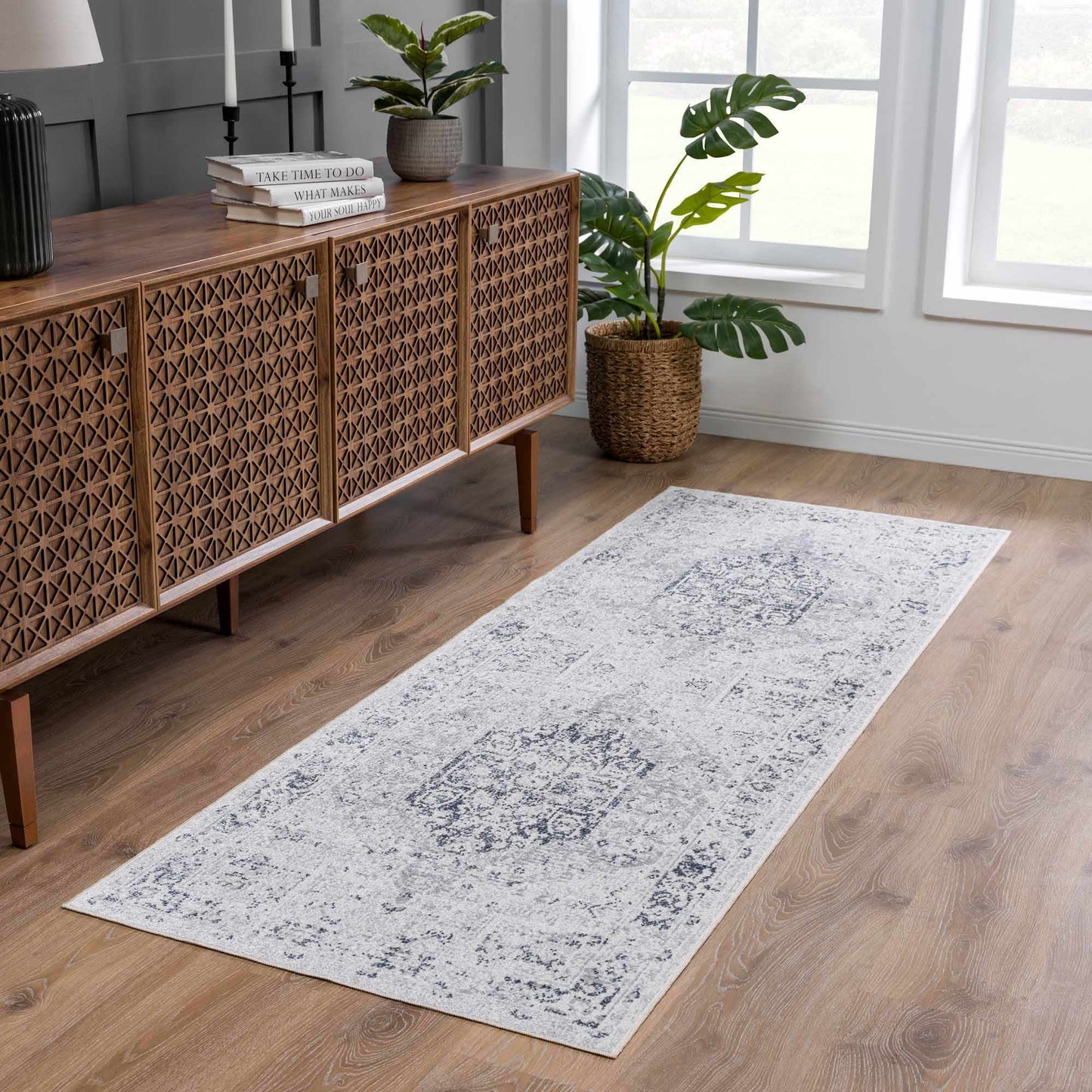 Akram Antrasit Flat Pile Washable Rug - MyTuftedRugs.com