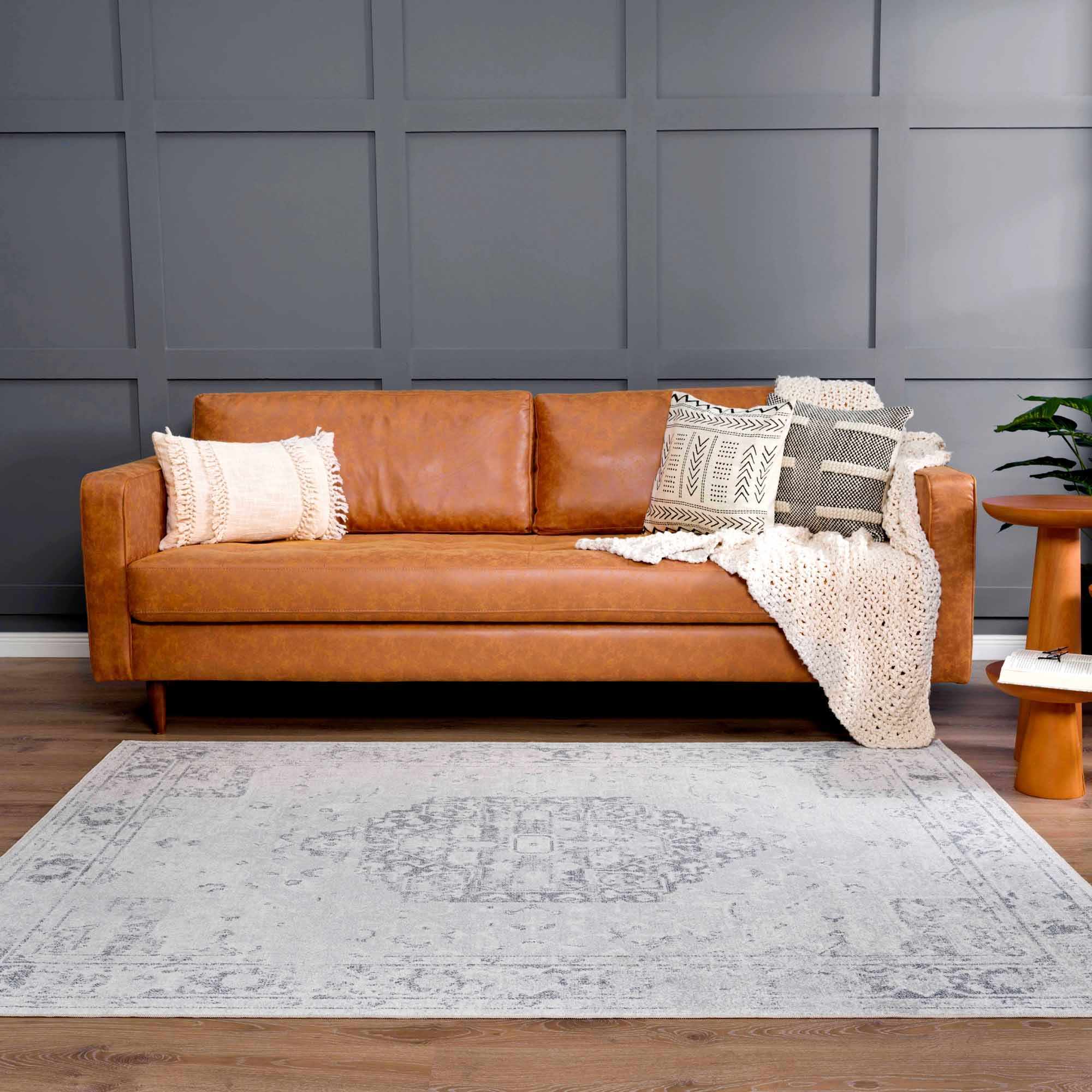 Akram Antrasit Flat Pile Washable Rug - MyTuftedRugs.com