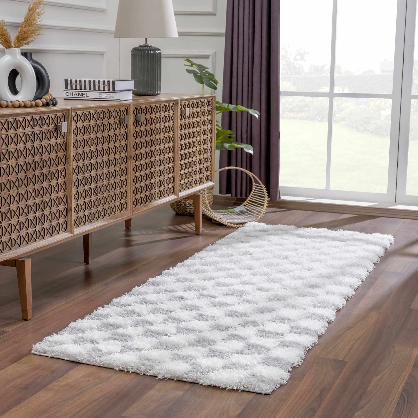 Atira Gray Checkered Area Rug - MyTuftedRugs.com