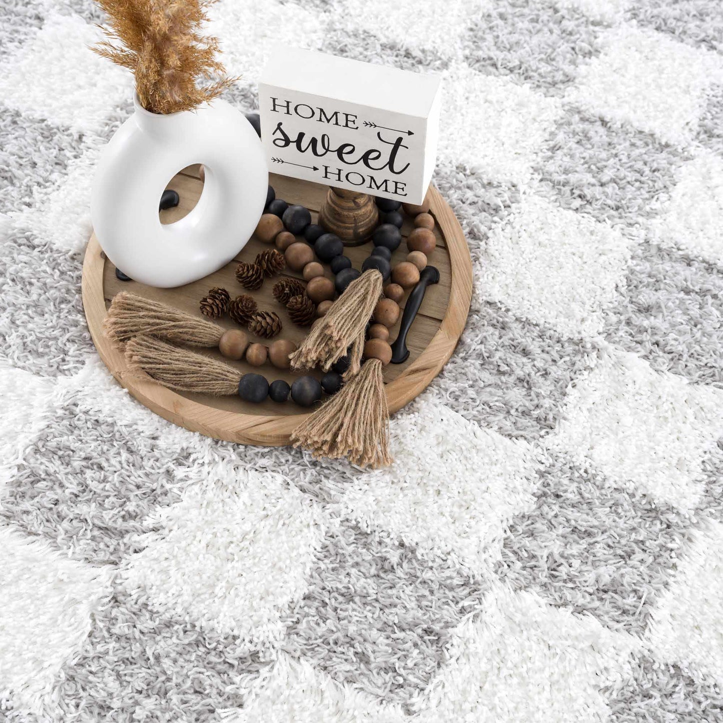 Atira Gray Checkered Area Rug - MyTuftedRugs.com