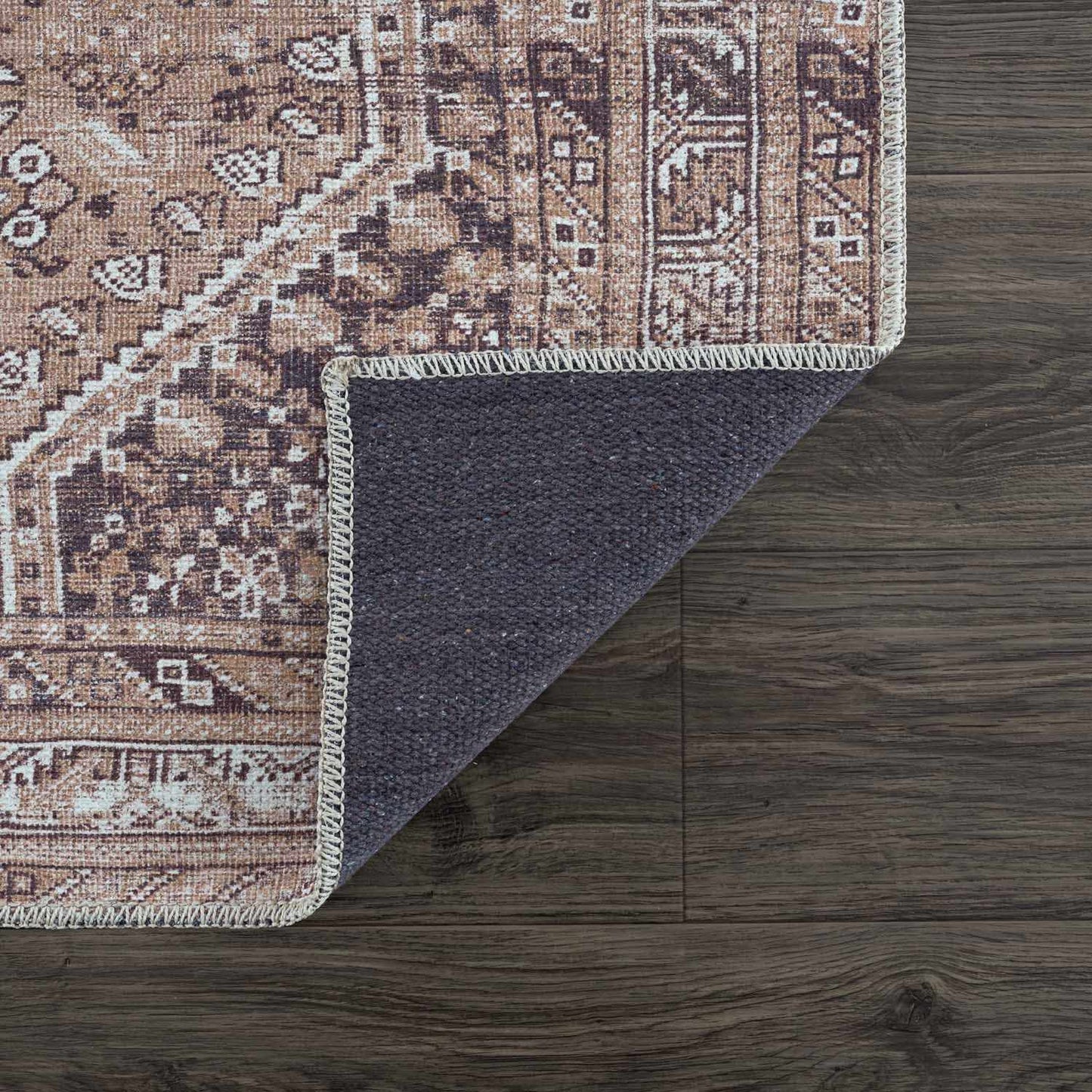 Barny Brown Flat Pile Washable Rug - MyTuftedRugs.com