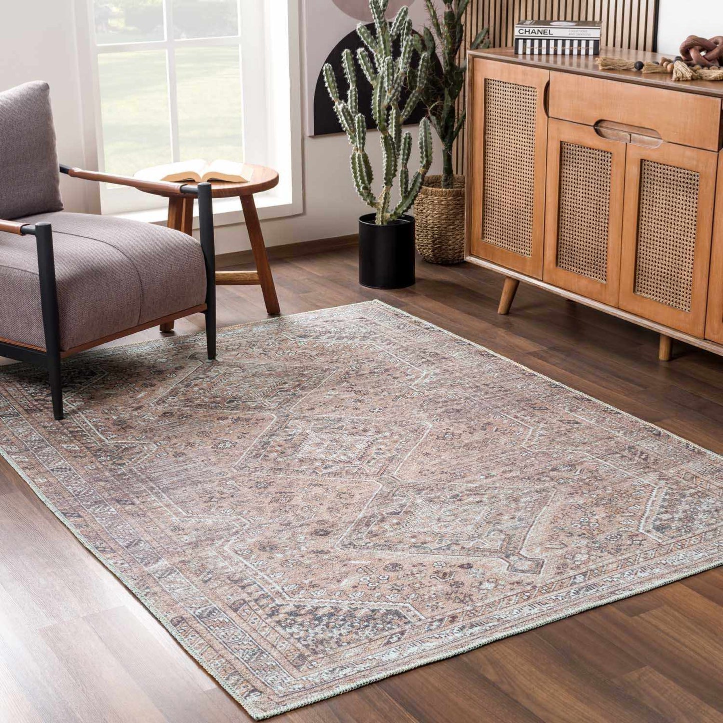 Barny Brown Flat Pile Washable Rug - MyTuftedRugs.com