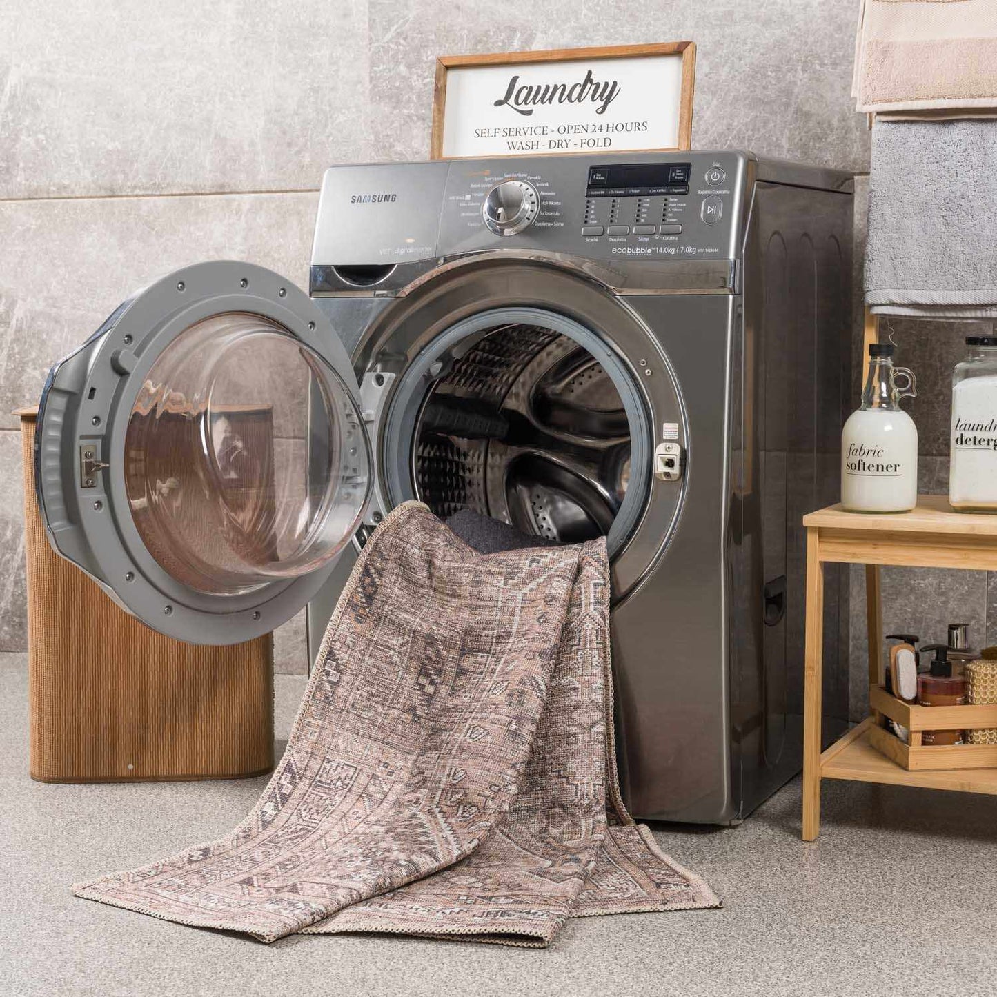 Barny Brown Flat Pile Washable Rug - MyTuftedRugs.com
