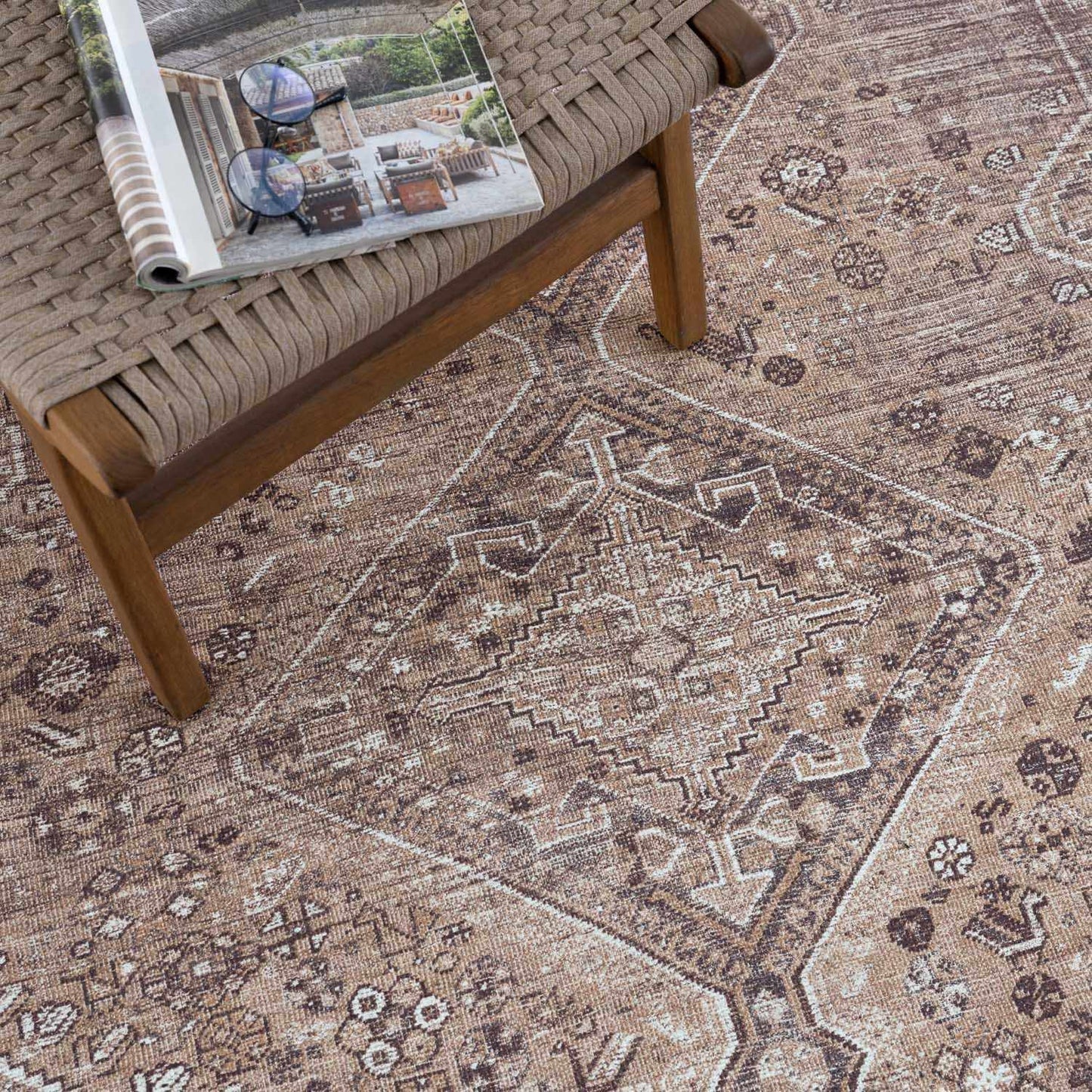 Barny Brown Flat Pile Washable Rug - MyTuftedRugs.com