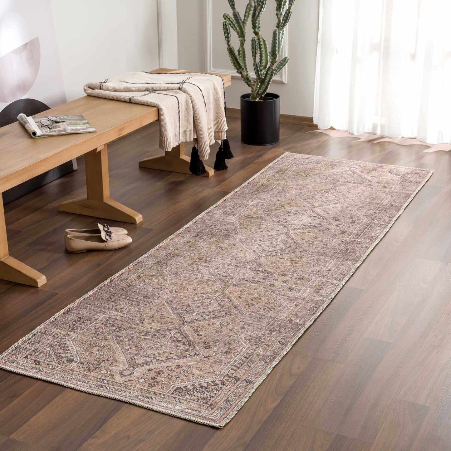 Barny Brown Flat Pile Washable Rug - MyTuftedRugs.com