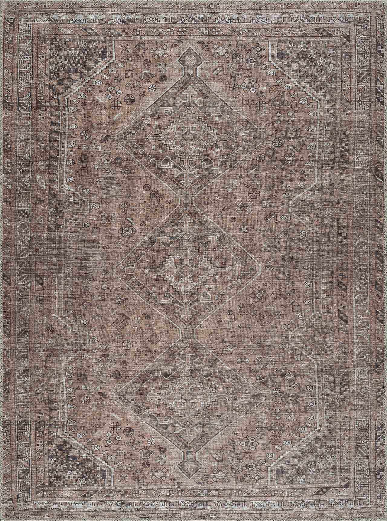 Barny Brown Flat Pile Washable Rug - MyTuftedRugs.com