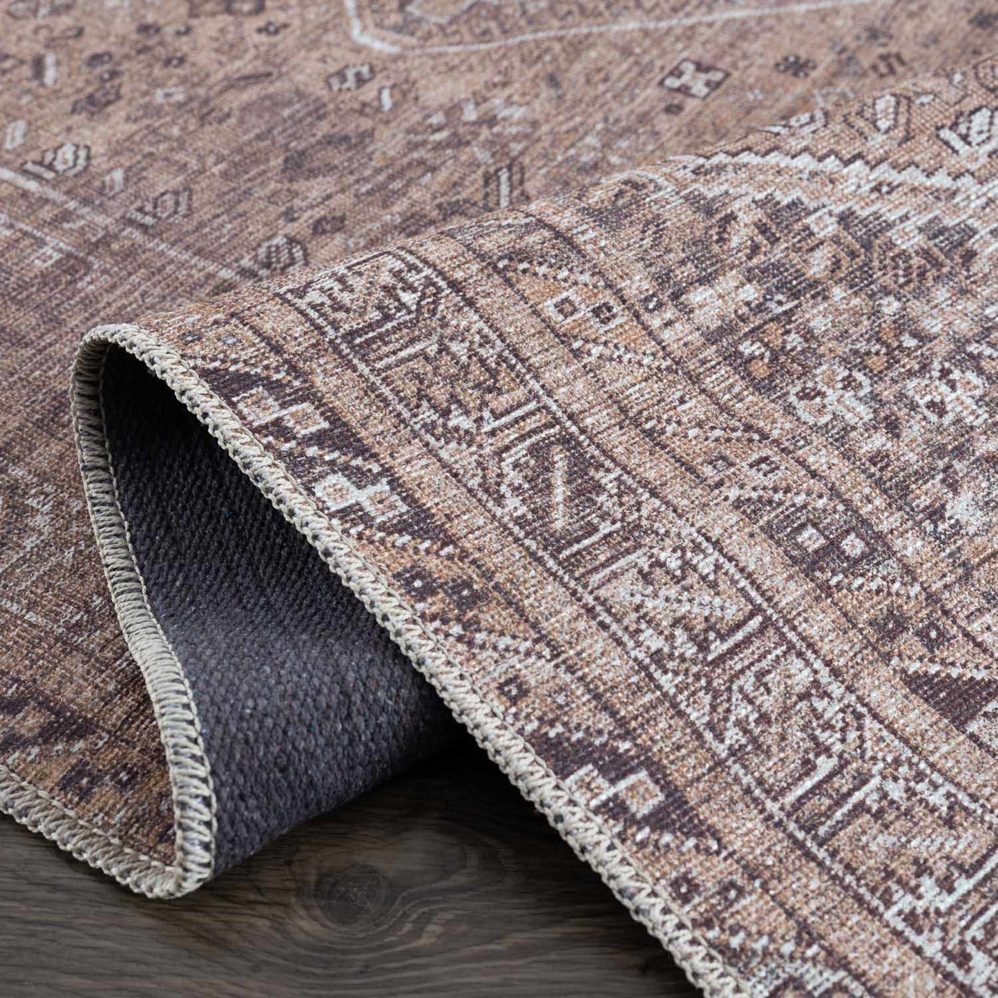 Barny Brown Flat Pile Washable Rug - MyTuftedRugs.com