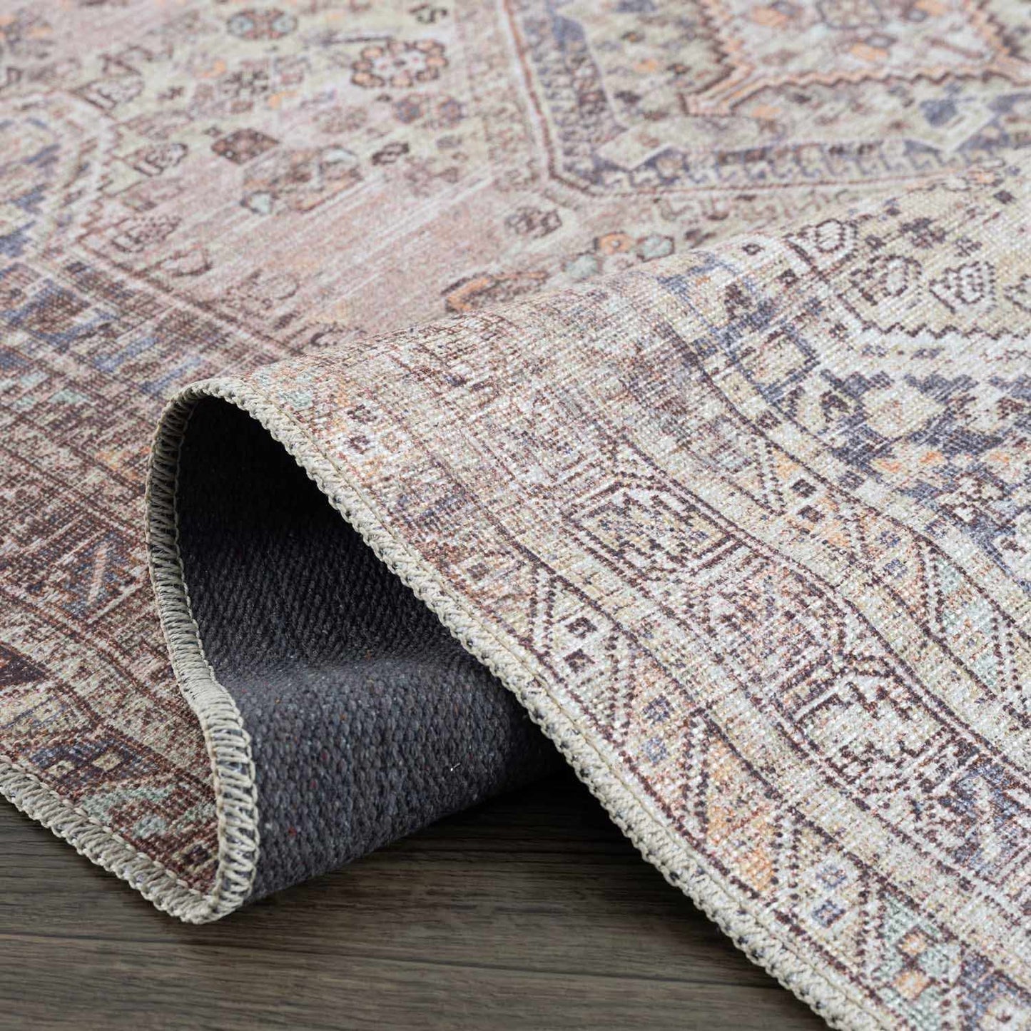 Barny Tan Flat Pile Washable Rug Area Rug - MyTuftedRugs.com