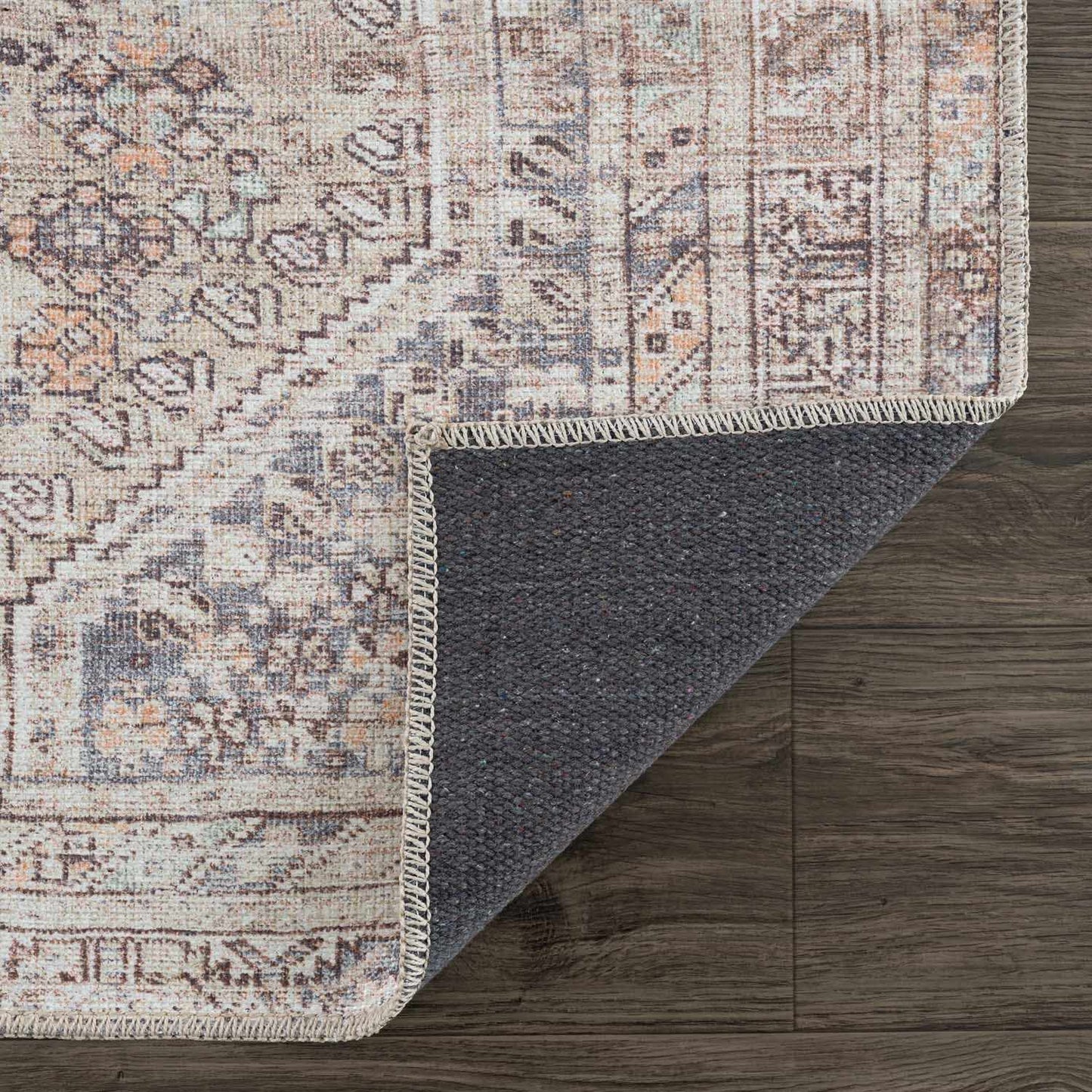 Barny Tan Flat Pile Washable Rug Area Rug - MyTuftedRugs.com