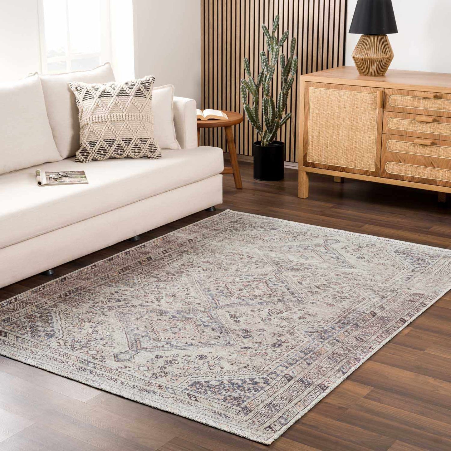 Barny Tan Flat Pile Washable Rug Area Rug - MyTuftedRugs.com