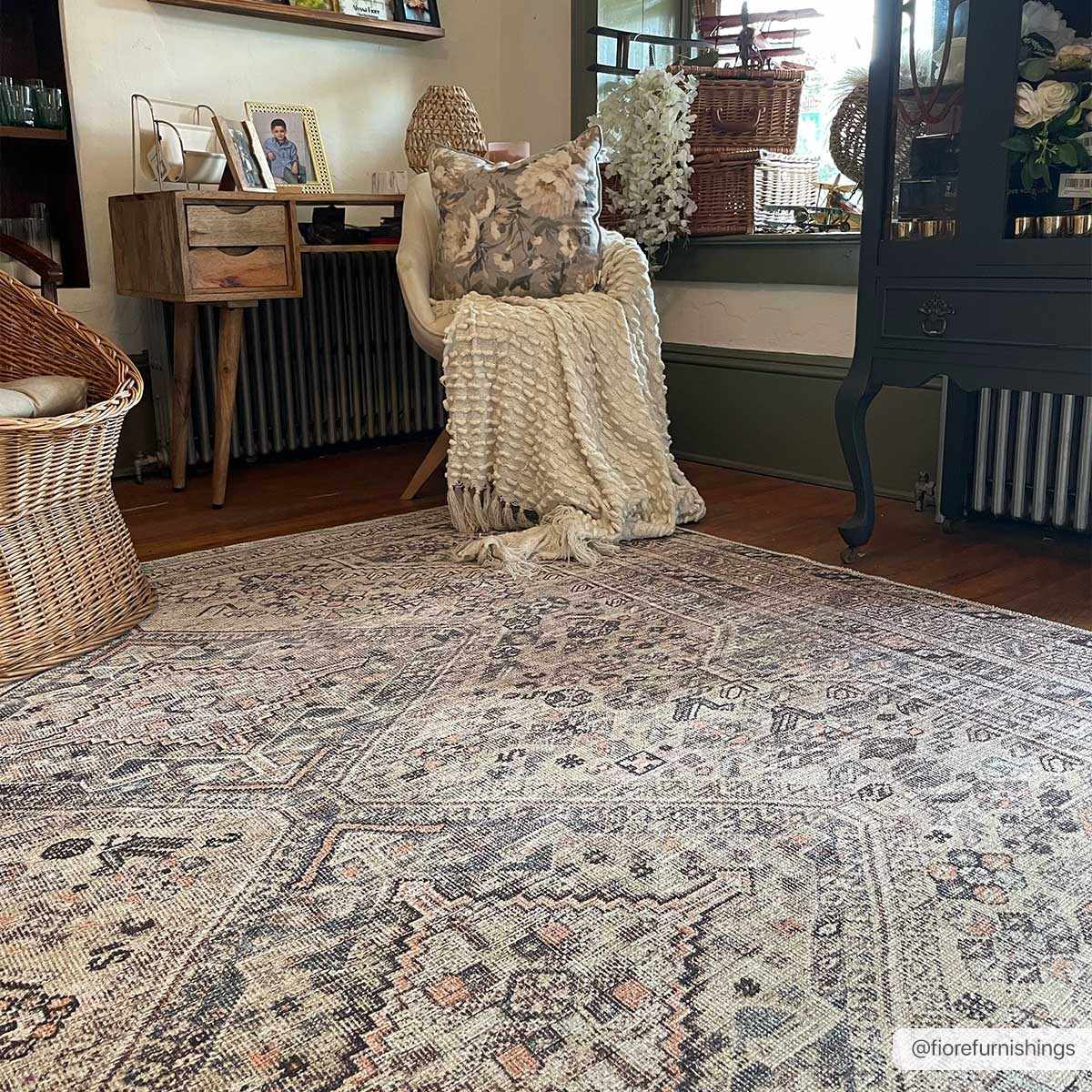 Barny Tan Flat Pile Washable Rug Area Rug - MyTuftedRugs.com