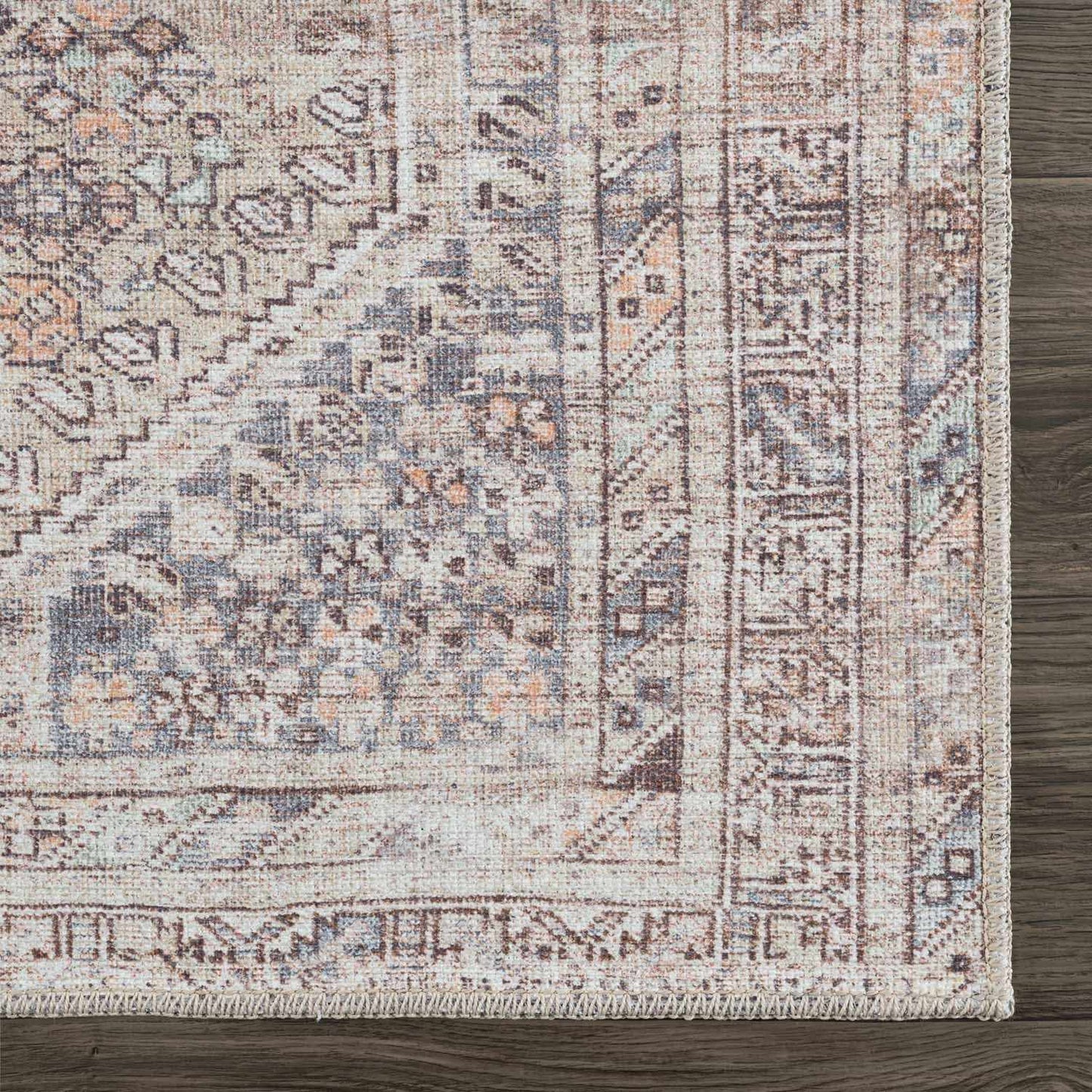 Barny Tan Flat Pile Washable Rug Area Rug - MyTuftedRugs.com