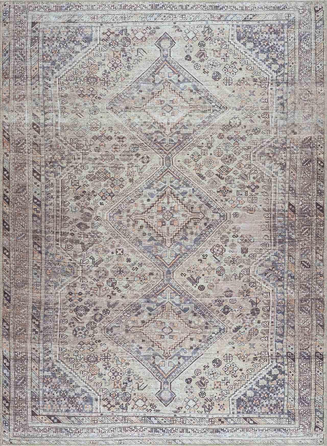 Barny Tan Flat Pile Washable Rug Area Rug - MyTuftedRugs.com