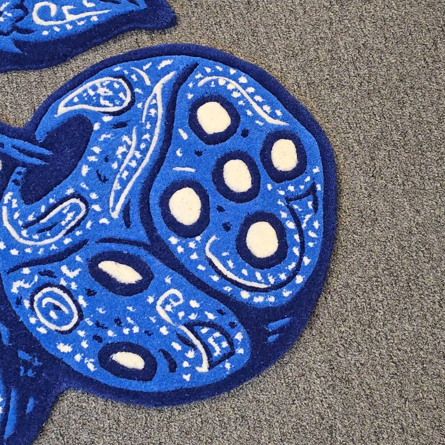 Blue Bandana Cherry Dice Hand - Tufted Rug - MyTuftedRugs.com