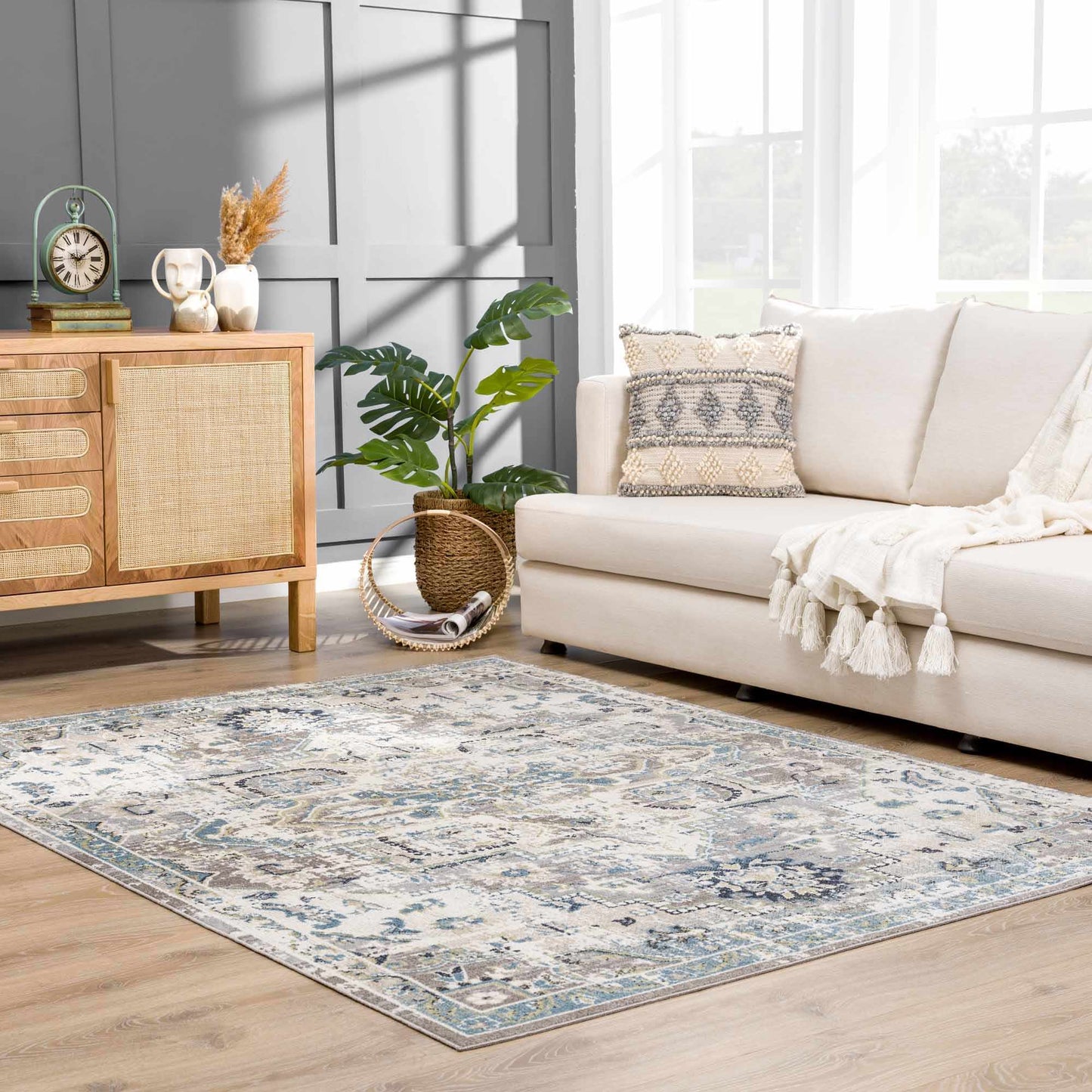 Cabacungan Gray & Blue Washable Area Rug - MyTuftedRugs.com