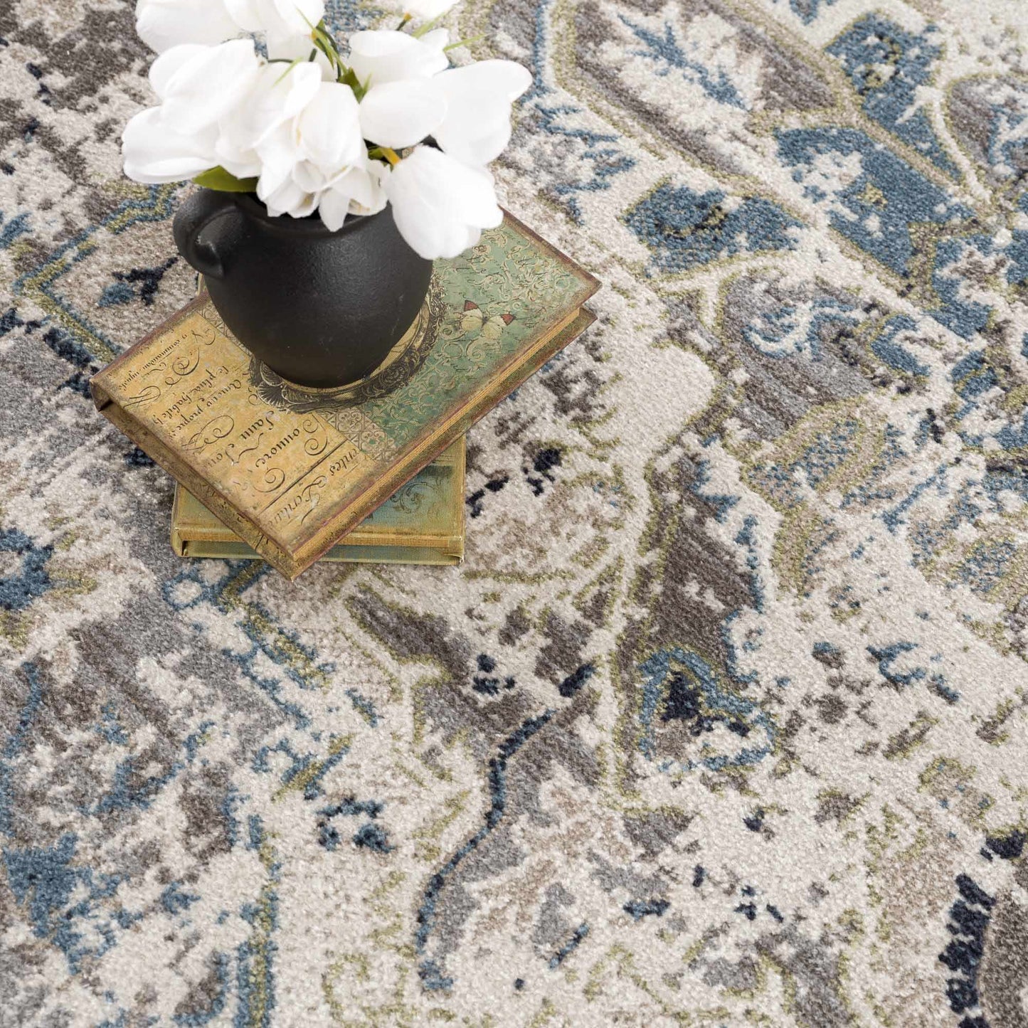 Cabacungan Gray & Blue Washable Area Rug - MyTuftedRugs.com
