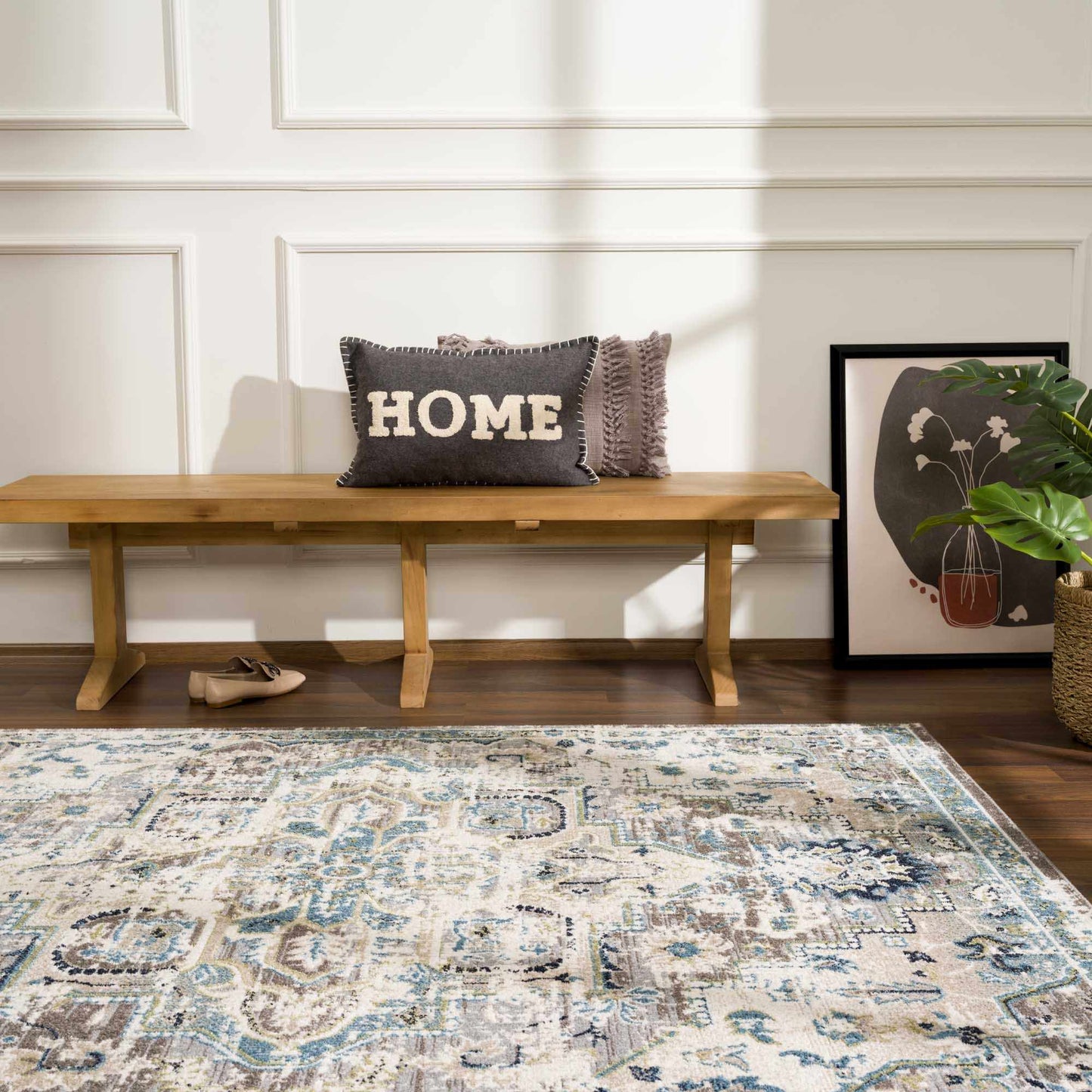 Cabacungan Gray & Blue Washable Area Rug - MyTuftedRugs.com