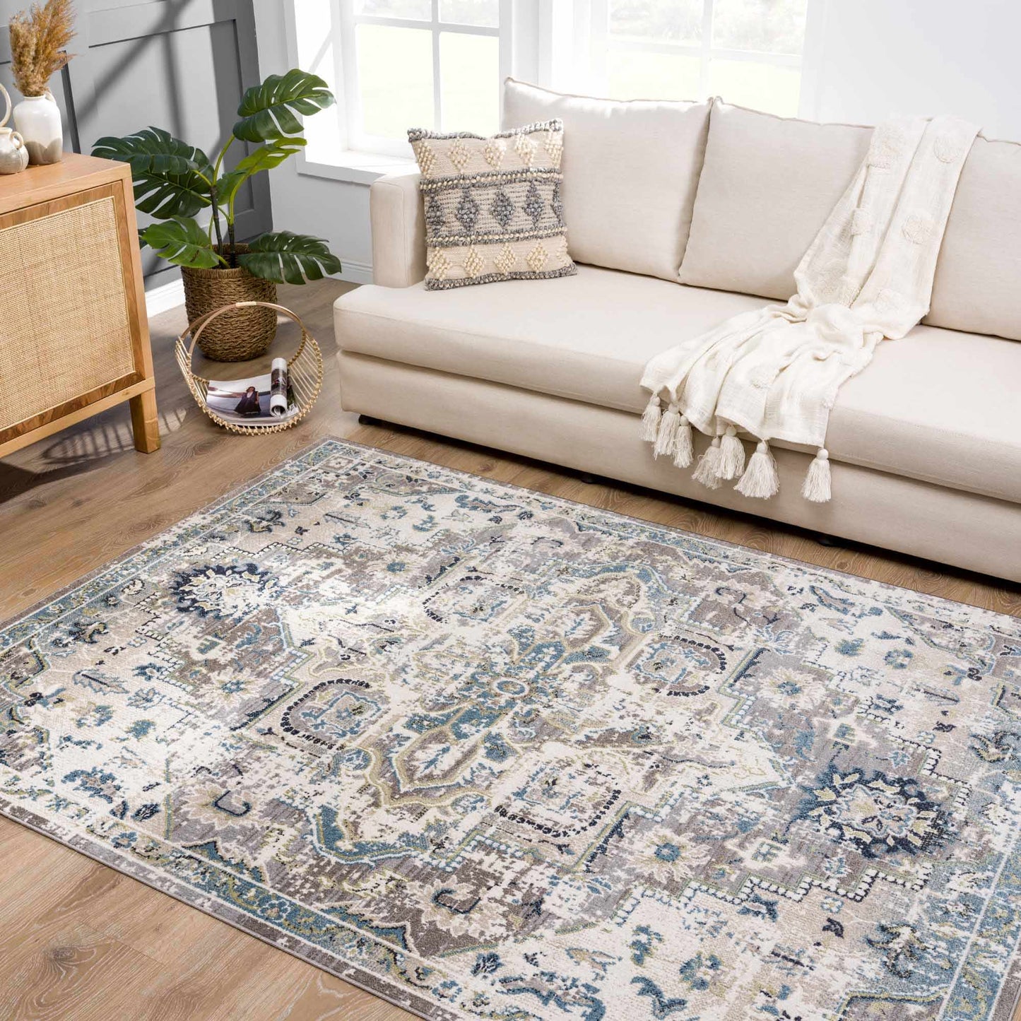 Cabacungan Gray & Blue Washable Area Rug - MyTuftedRugs.com