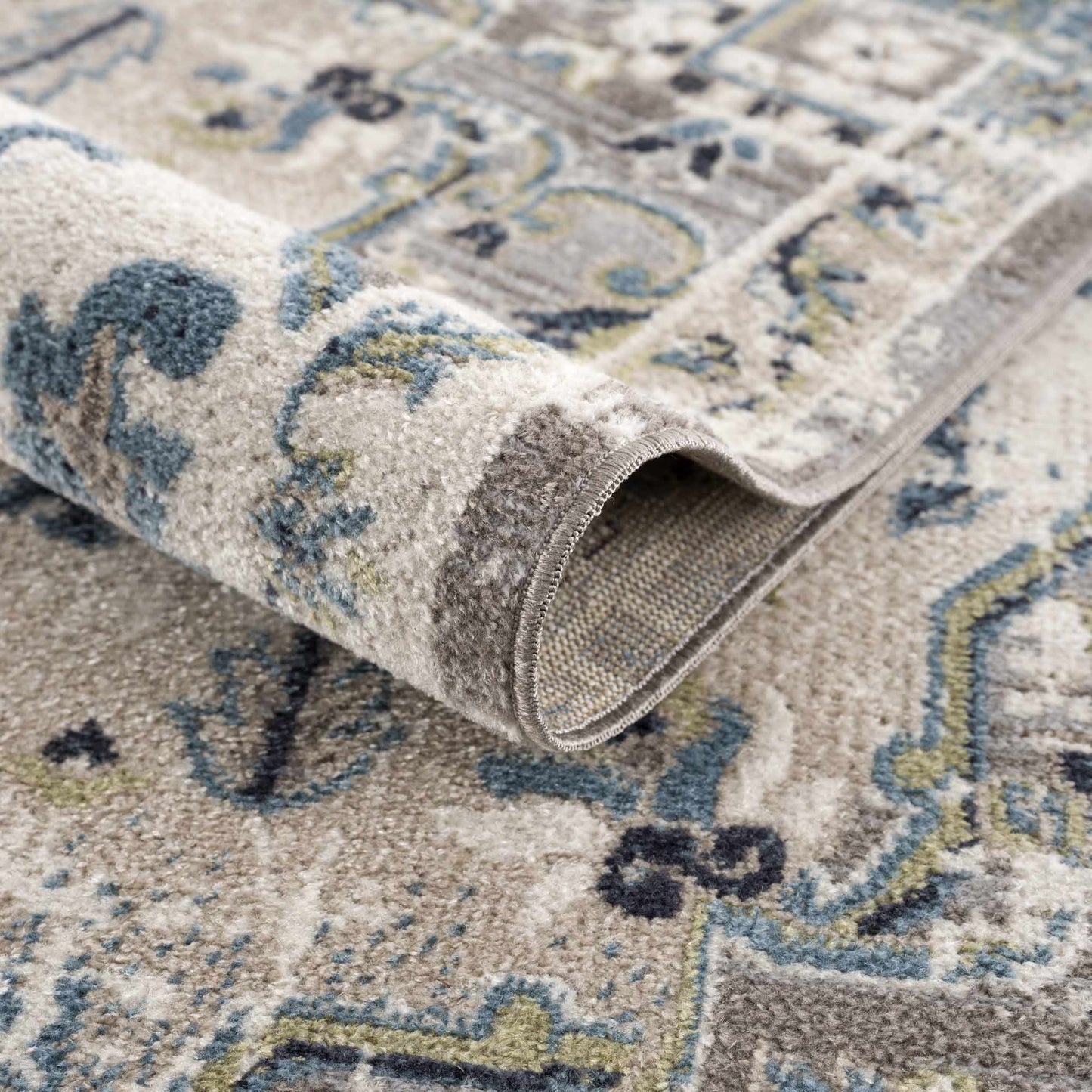 Cabacungan Gray & Blue Washable Area Rug - MyTuftedRugs.com