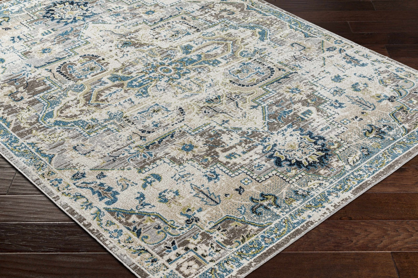 Cabacungan Gray & Blue Washable Area Rug - MyTuftedRugs.com