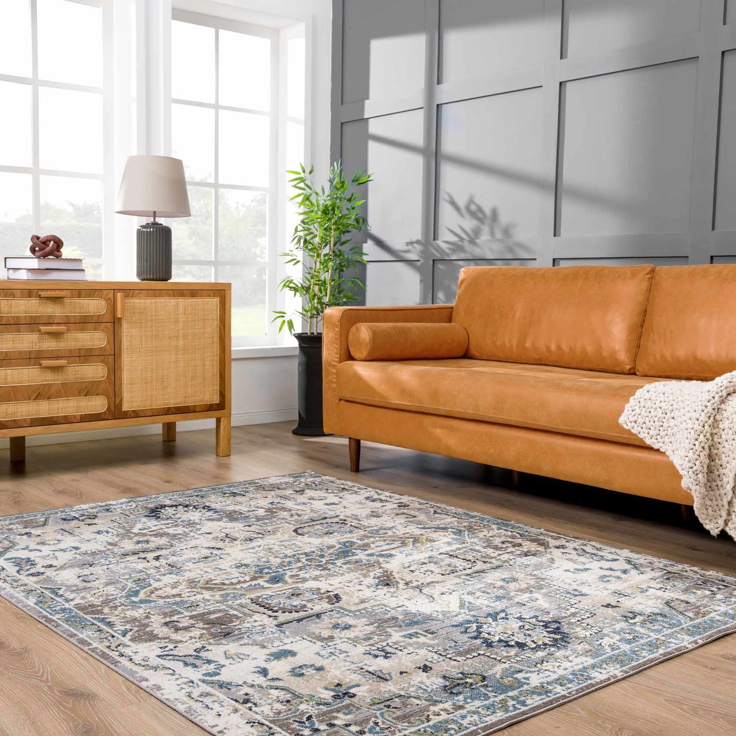 Cabacungan Gray & Blue Washable Area Rug - MyTuftedRugs.com