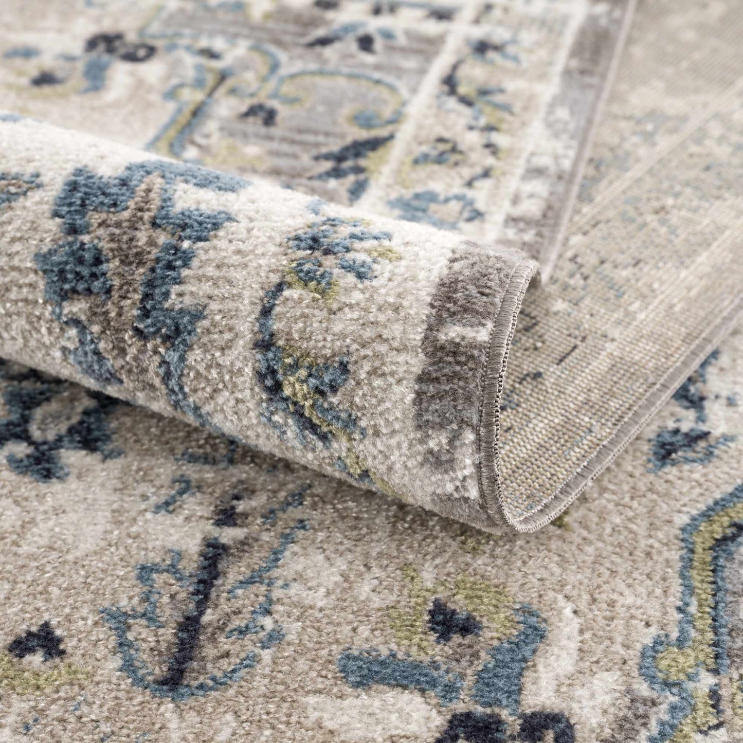 Cabacungan Gray & Blue Washable Area Rug - MyTuftedRugs.com