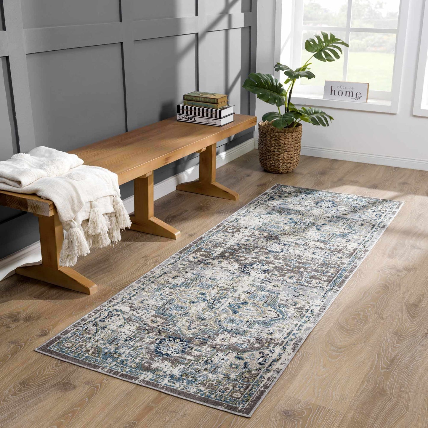 Cabacungan Gray & Blue Washable Area Rug - MyTuftedRugs.com