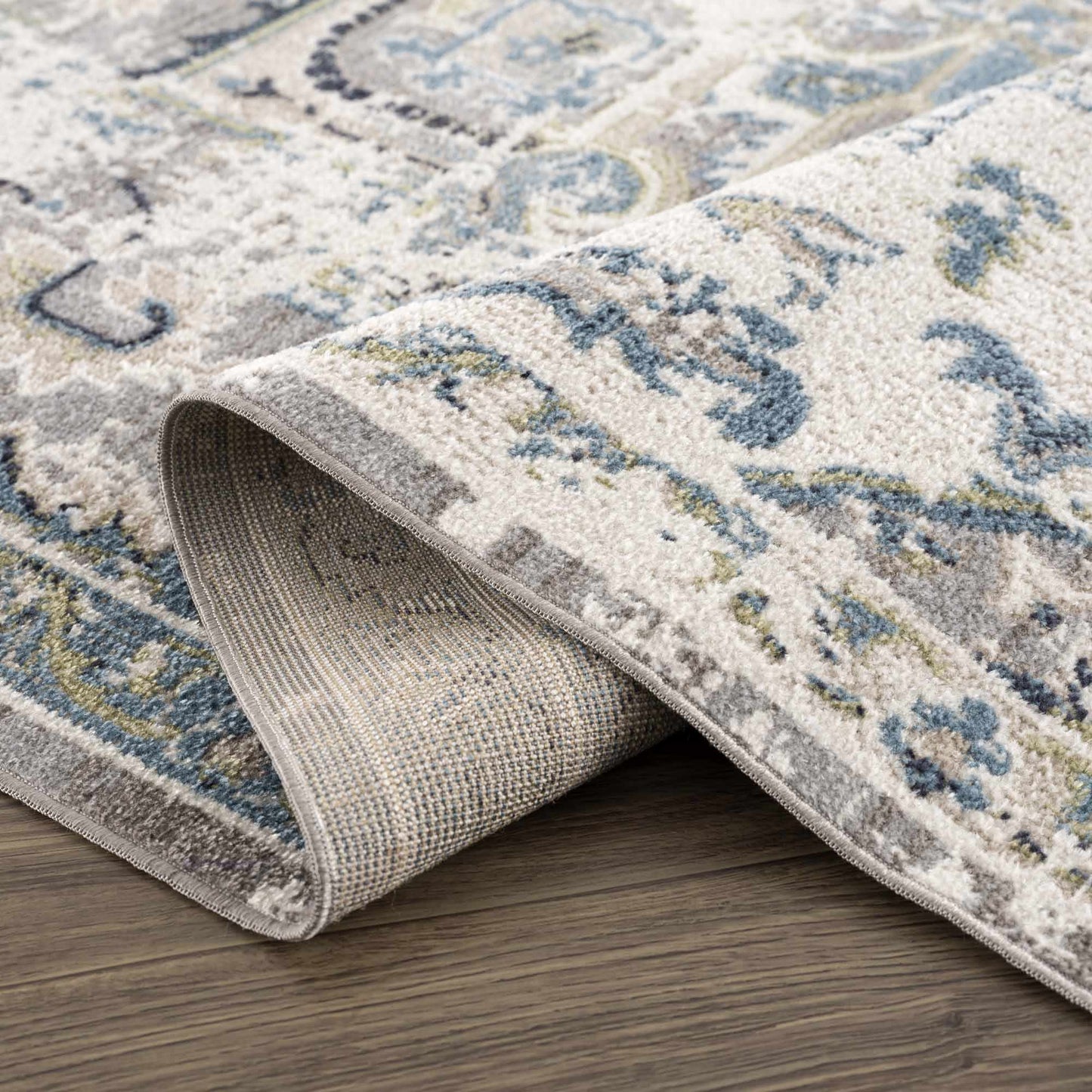 Cabacungan Gray & Blue Washable Area Rug - MyTuftedRugs.com