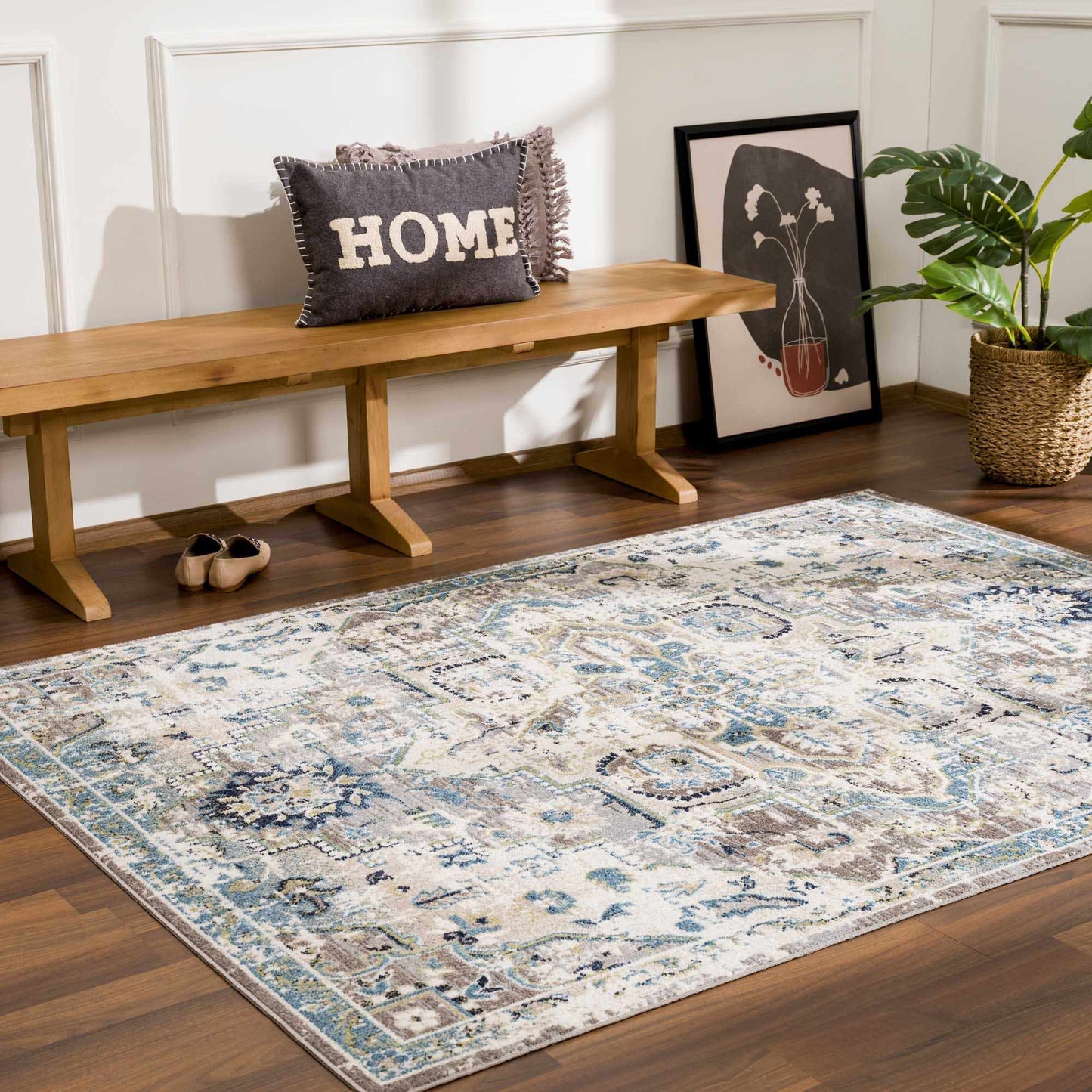 Cabacungan Gray & Blue Washable Area Rug - MyTuftedRugs.com
