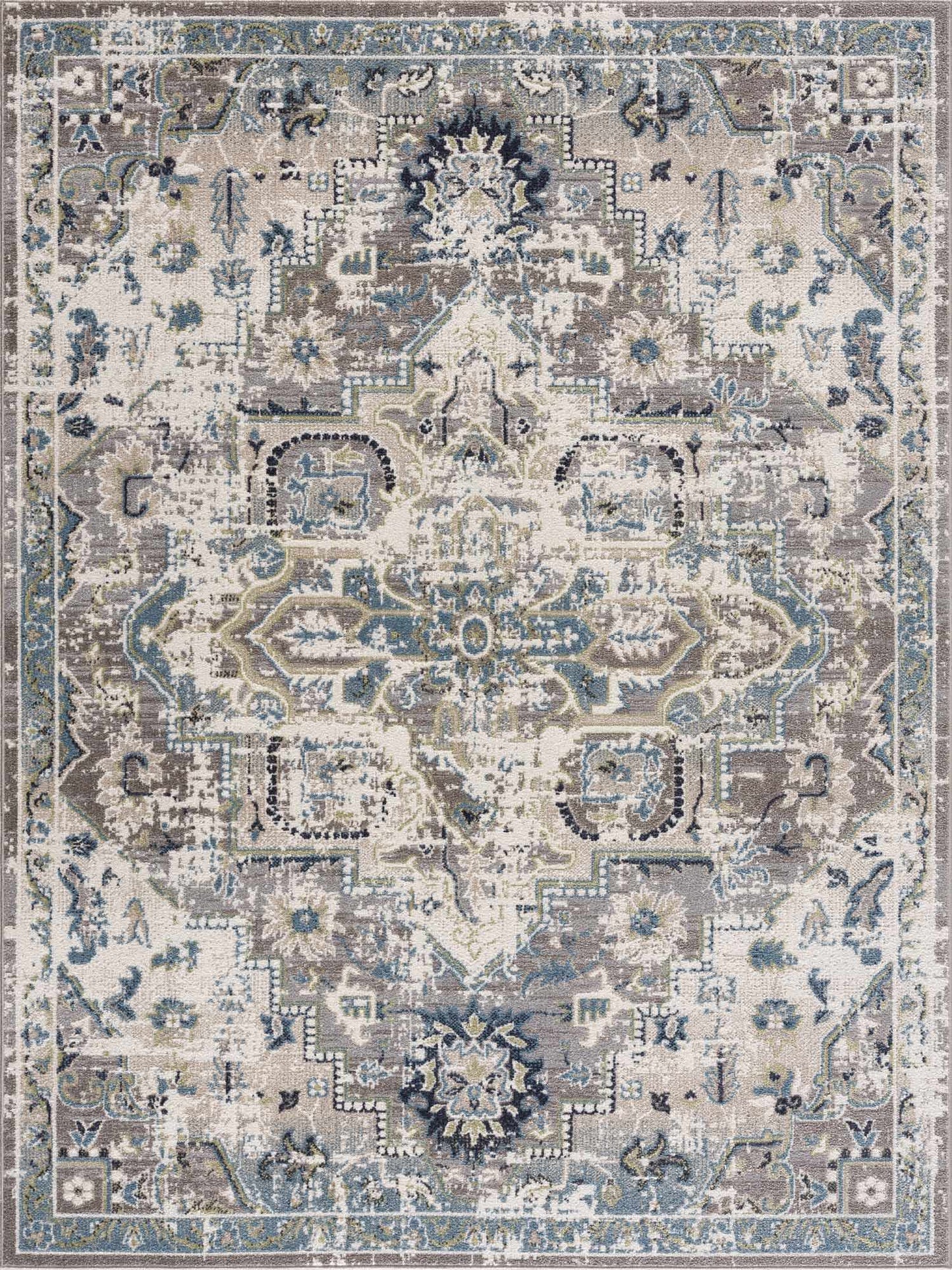 Cabacungan Gray & Blue Washable Area Rug - MyTuftedRugs.com