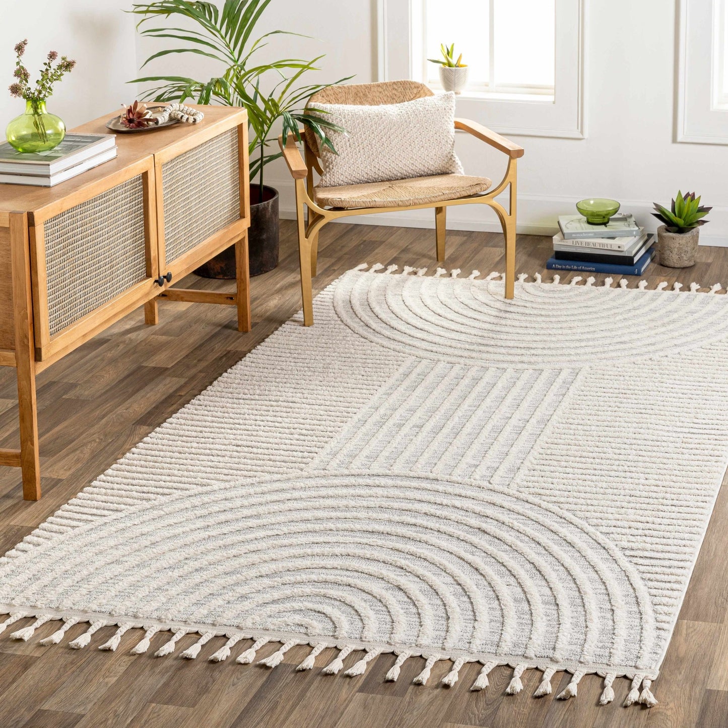 Dauin 3D Rainbow Area Rug with Tassels - MyTuftedRugs.com