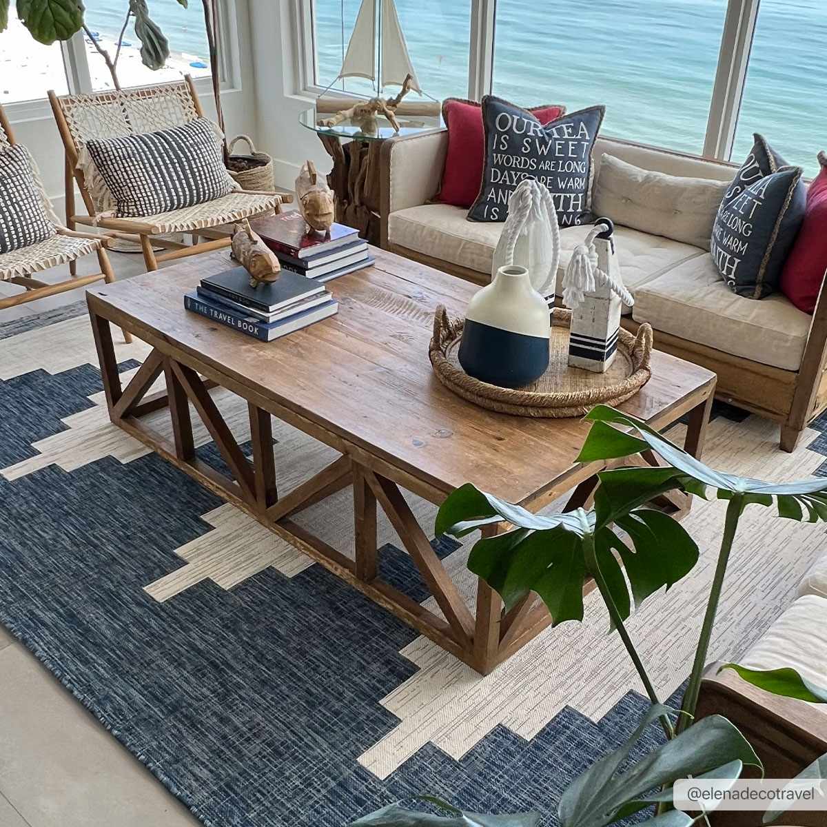 Djugun Navy Outdoor Rug - MyTuftedRugs.com