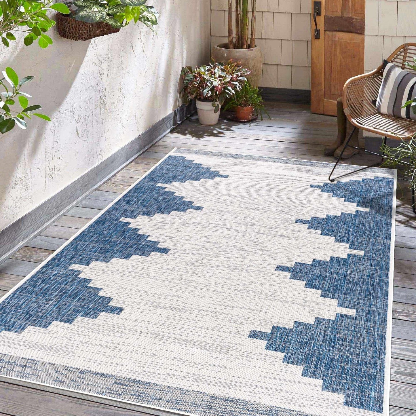 Djugun Navy Outdoor Rug - MyTuftedRugs.com