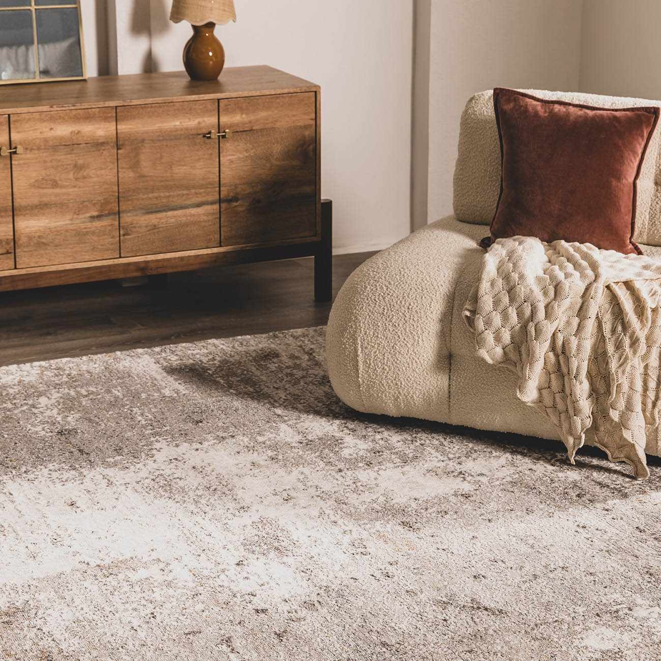 Duval Taupe Abstract Area Rug - MyTuftedRugs.com