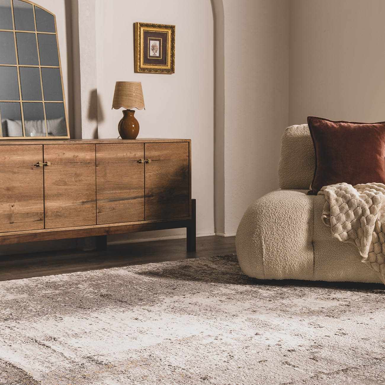 Duval Taupe Abstract Area Rug - MyTuftedRugs.com