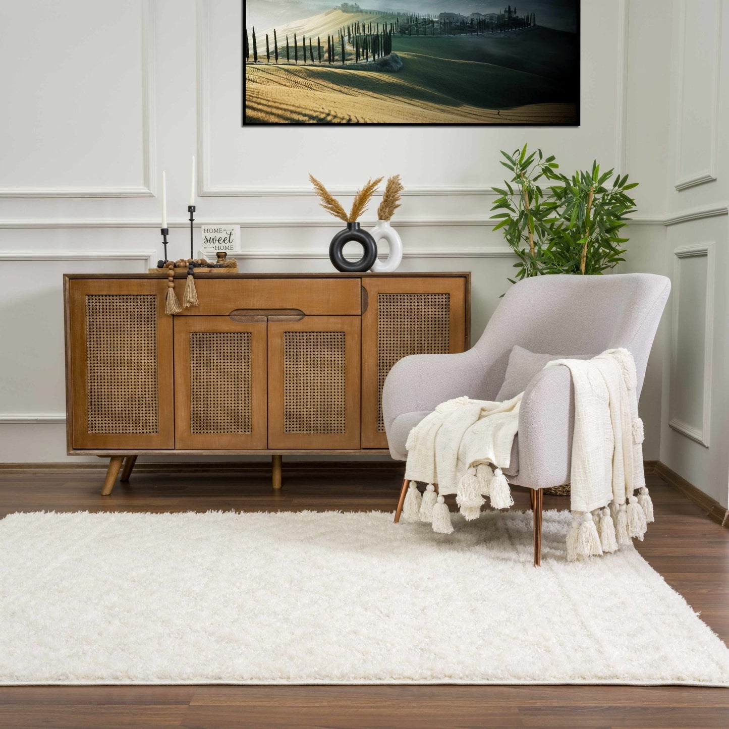 Eivin Cream Diamonds Plush Rug - MyTuftedRugs.com