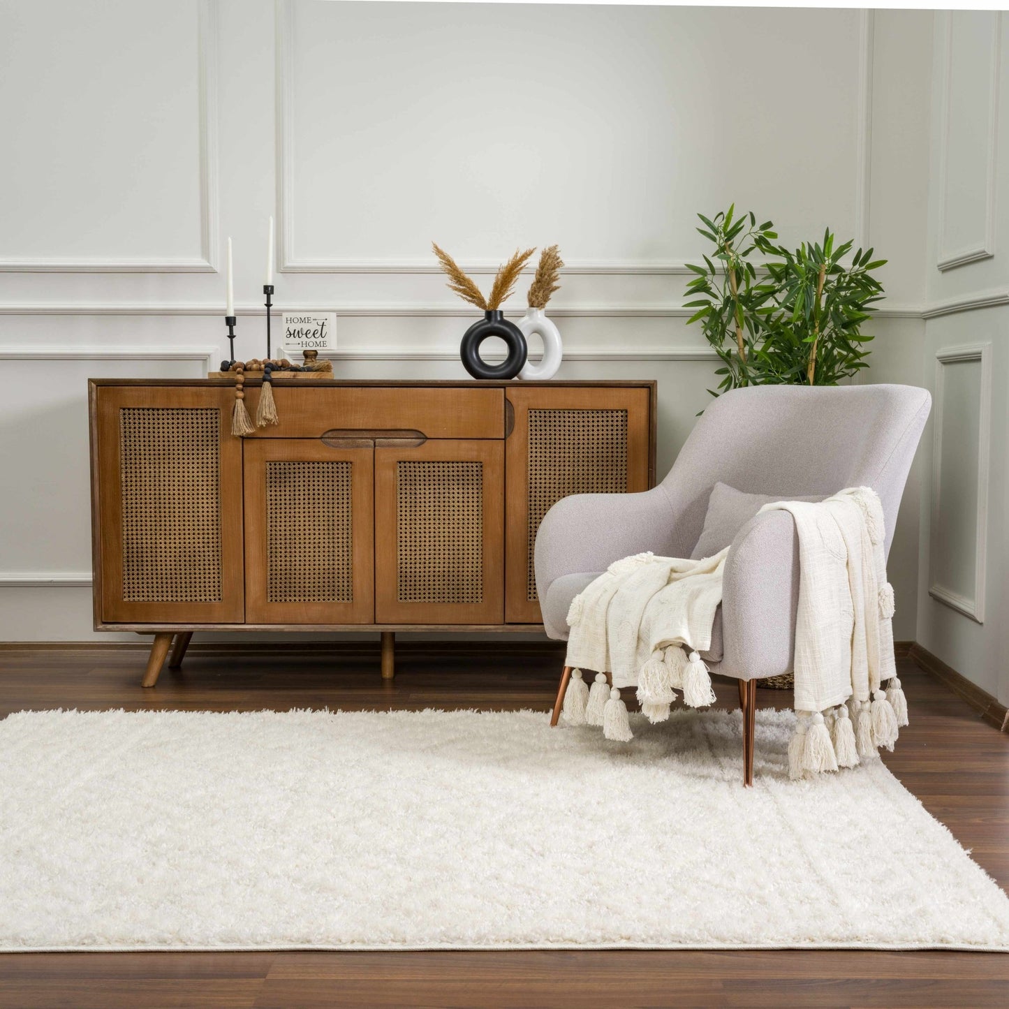 Eivin Cream Diamonds Plush Rug - MyTuftedRugs.com