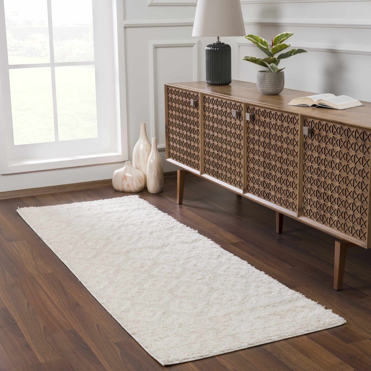 Eivin Cream Diamonds Plush Rug - MyTuftedRugs.com
