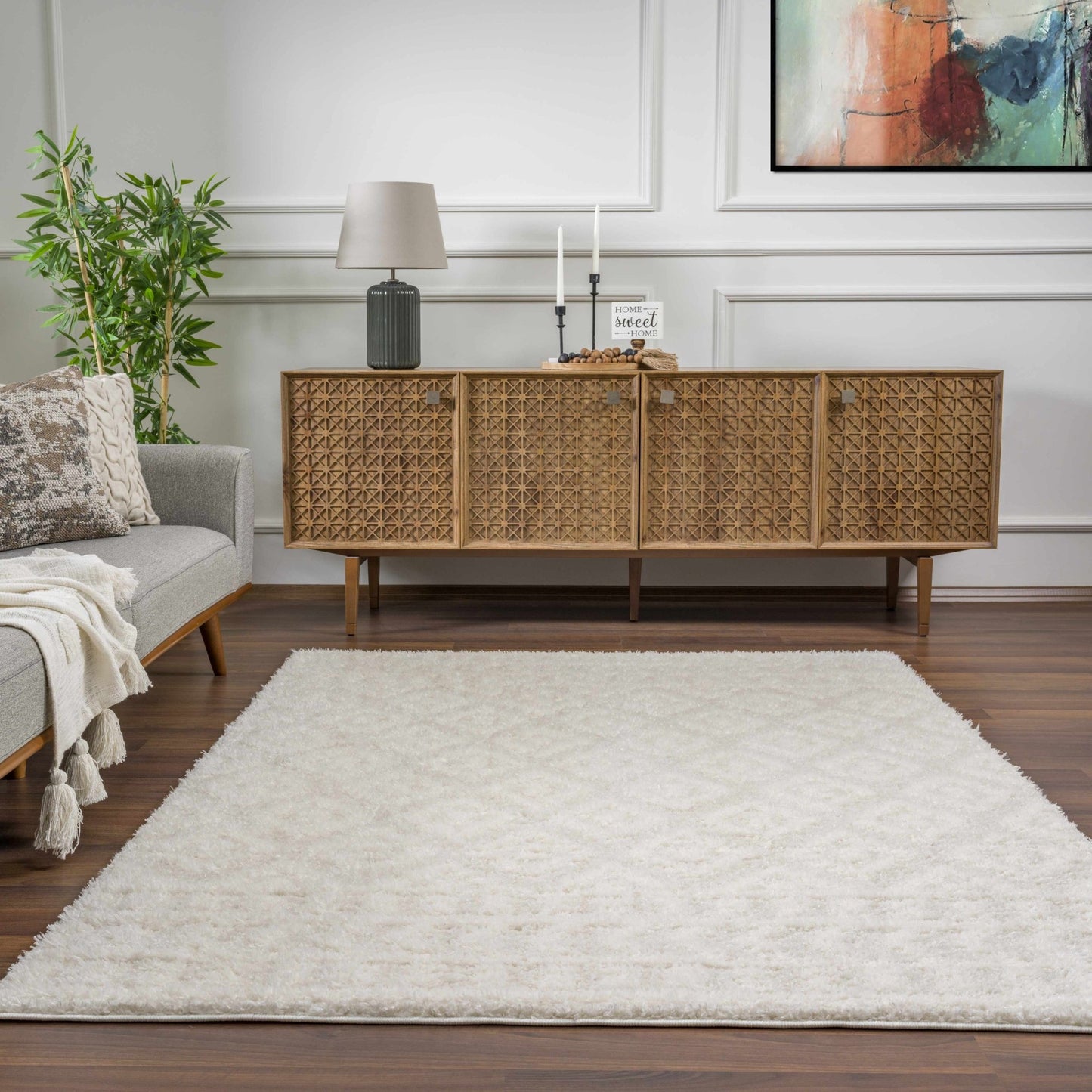 Eivin Cream Diamonds Plush Rug - MyTuftedRugs.com