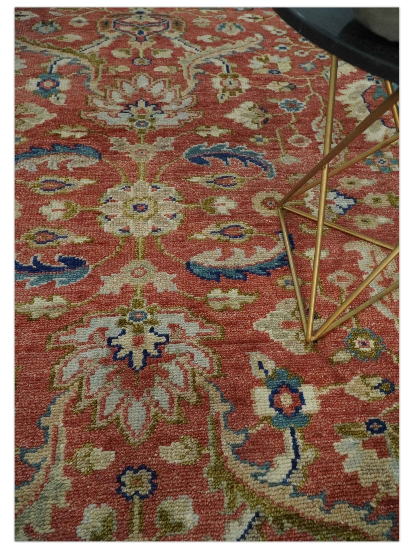 Hand - Knotted Antique Floral Oushak Rug 8x10 | Wool - MyTuftedRugs.com