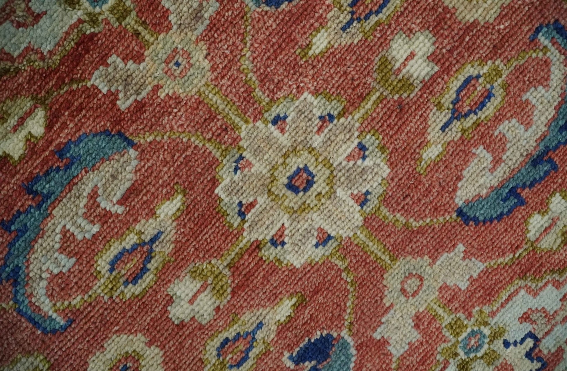 Hand - Knotted Antique Floral Oushak Rug 8x10 | Wool - MyTuftedRugs.com