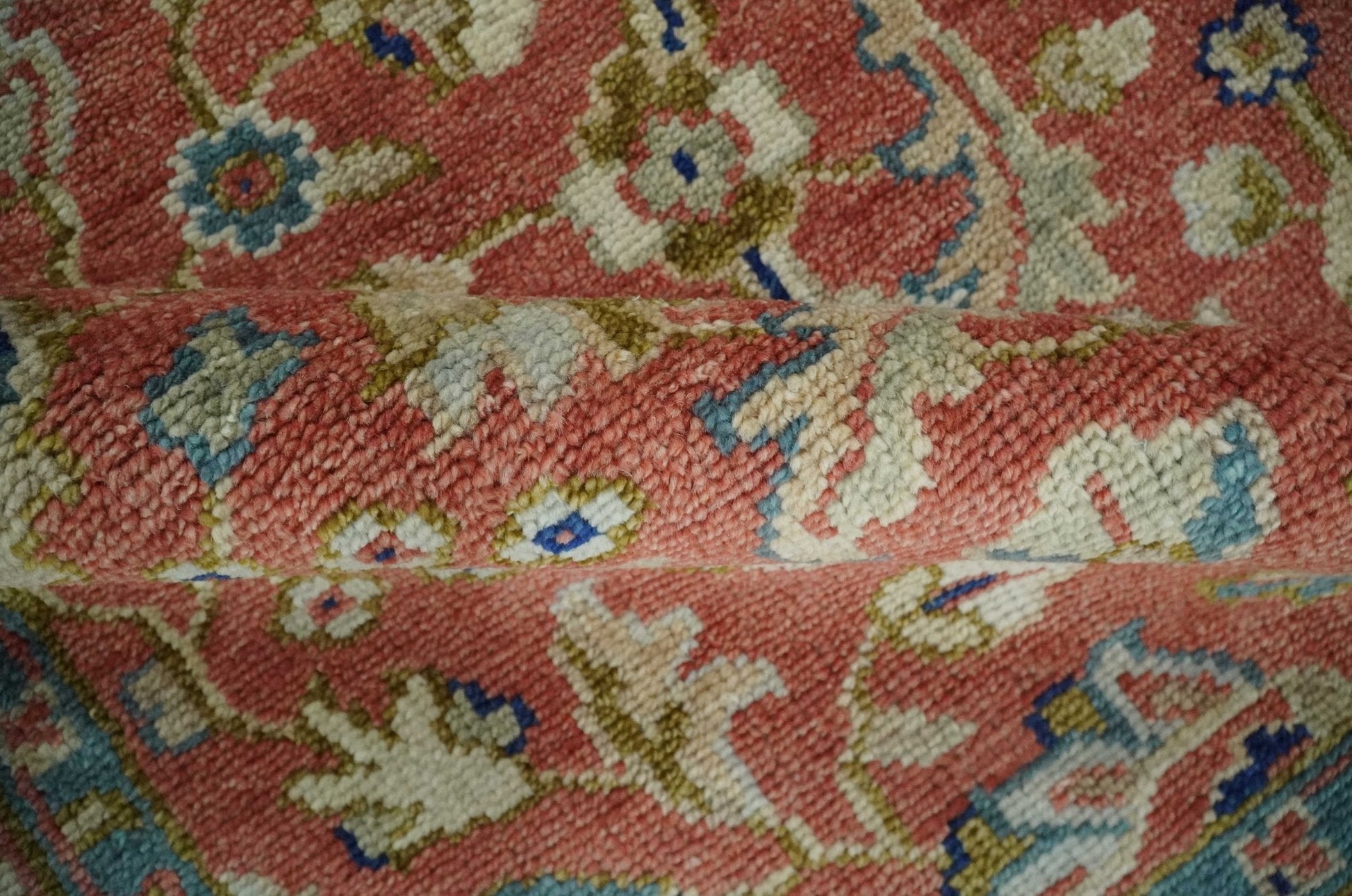 Hand - Knotted Antique Floral Oushak Rug 8x10 | Wool - MyTuftedRugs.com