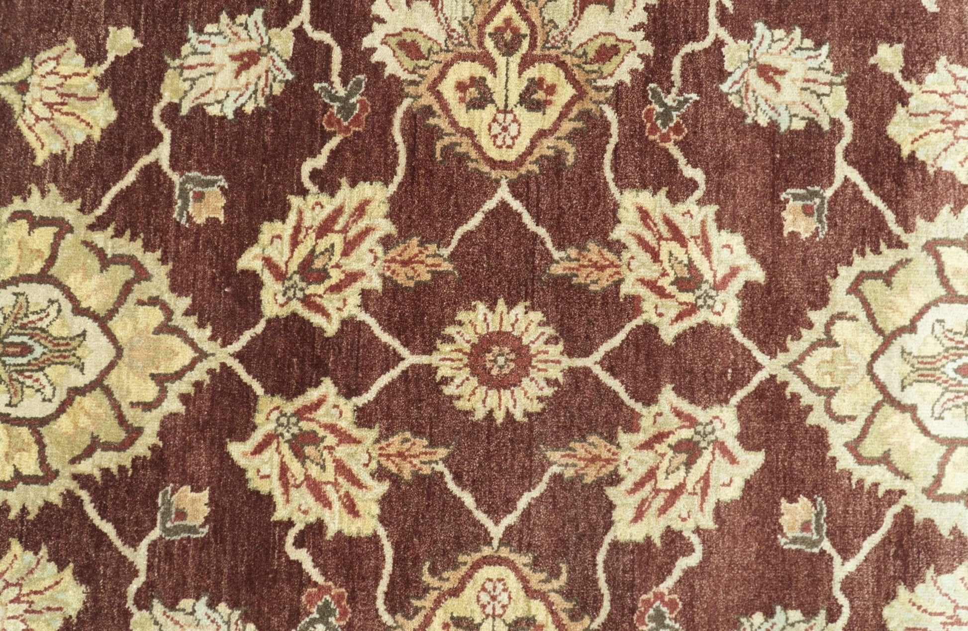 Hand - Knotted Persian Rug 8x10 | Burgundy & Gold Wool - MyTuftedRugs.com