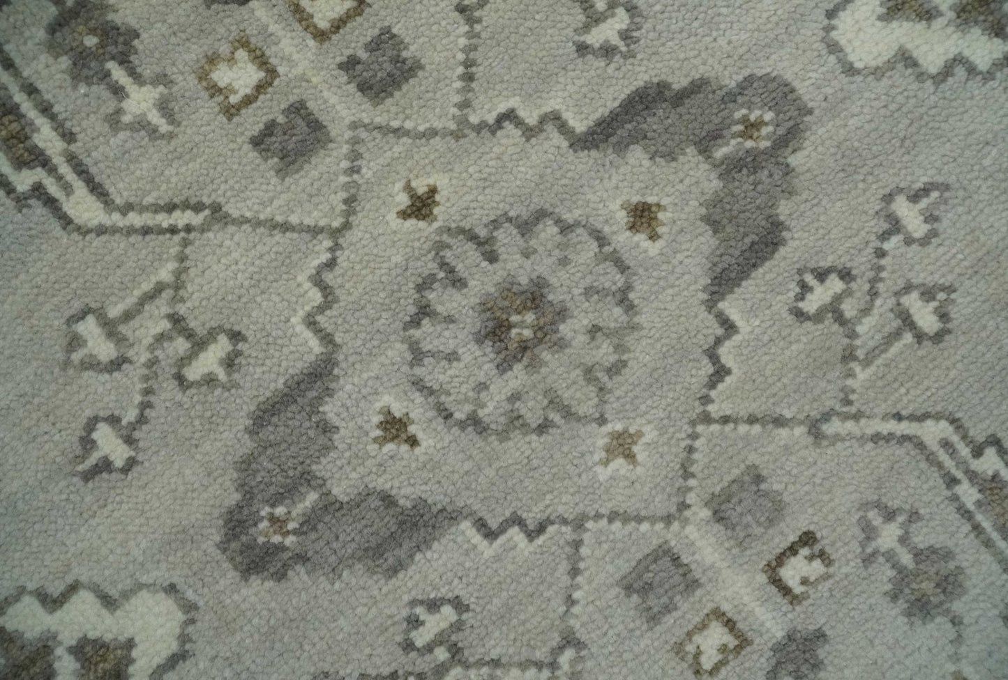 Hand - Knotted Silver & Olive Oushak Rug | Wool | Made - to - Order 30–45 Days - MyTuftedRugs.com