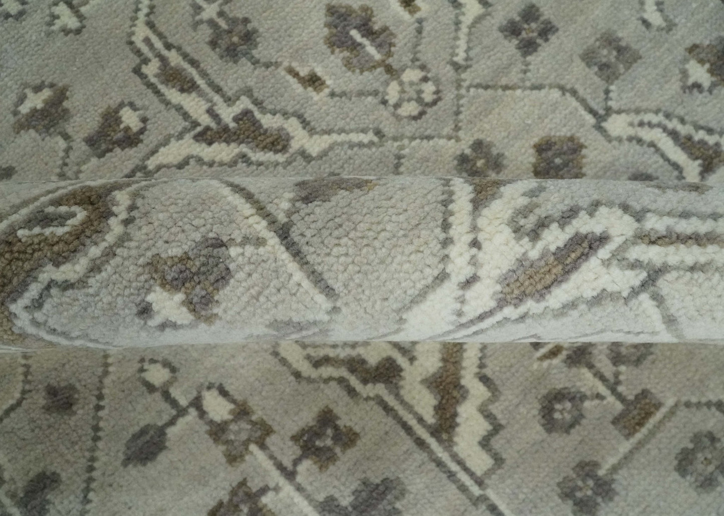 Hand - Knotted Silver & Olive Oushak Rug | Wool | Made - to - Order 30–45 Days - MyTuftedRugs.com