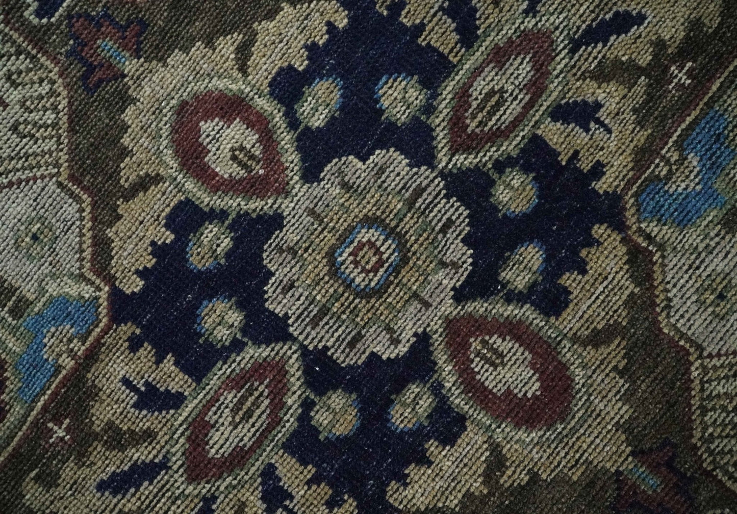Hand - Knotted Wool Heriz Rug Brown Beige and Blue Traditional Design 8x10 - MyTuftedRugs.com
